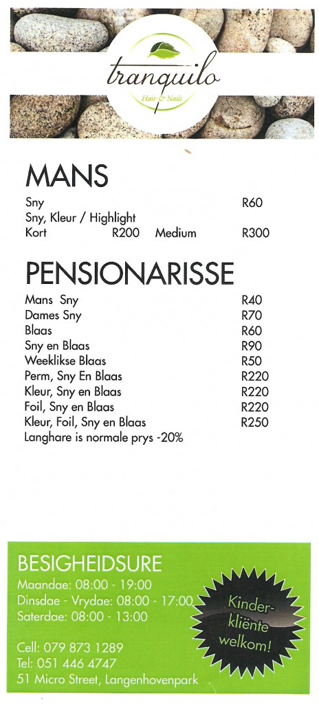 Tranquilo Prices
